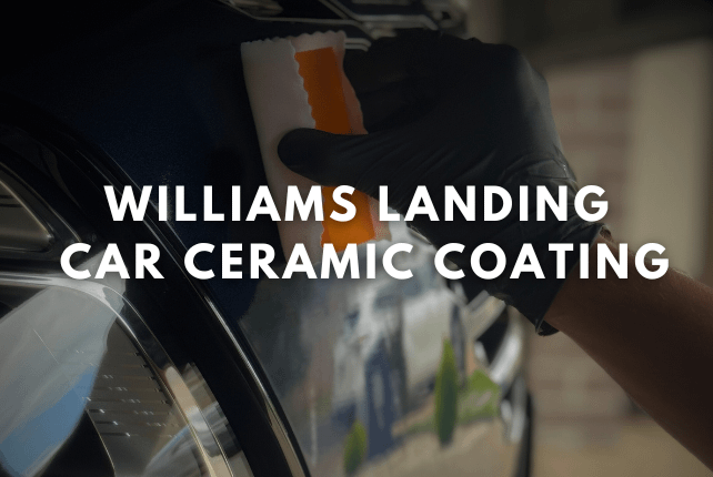 Car in Williams Landing receiving professional ceramic coating application, showcasing a sleek and glossy finish.